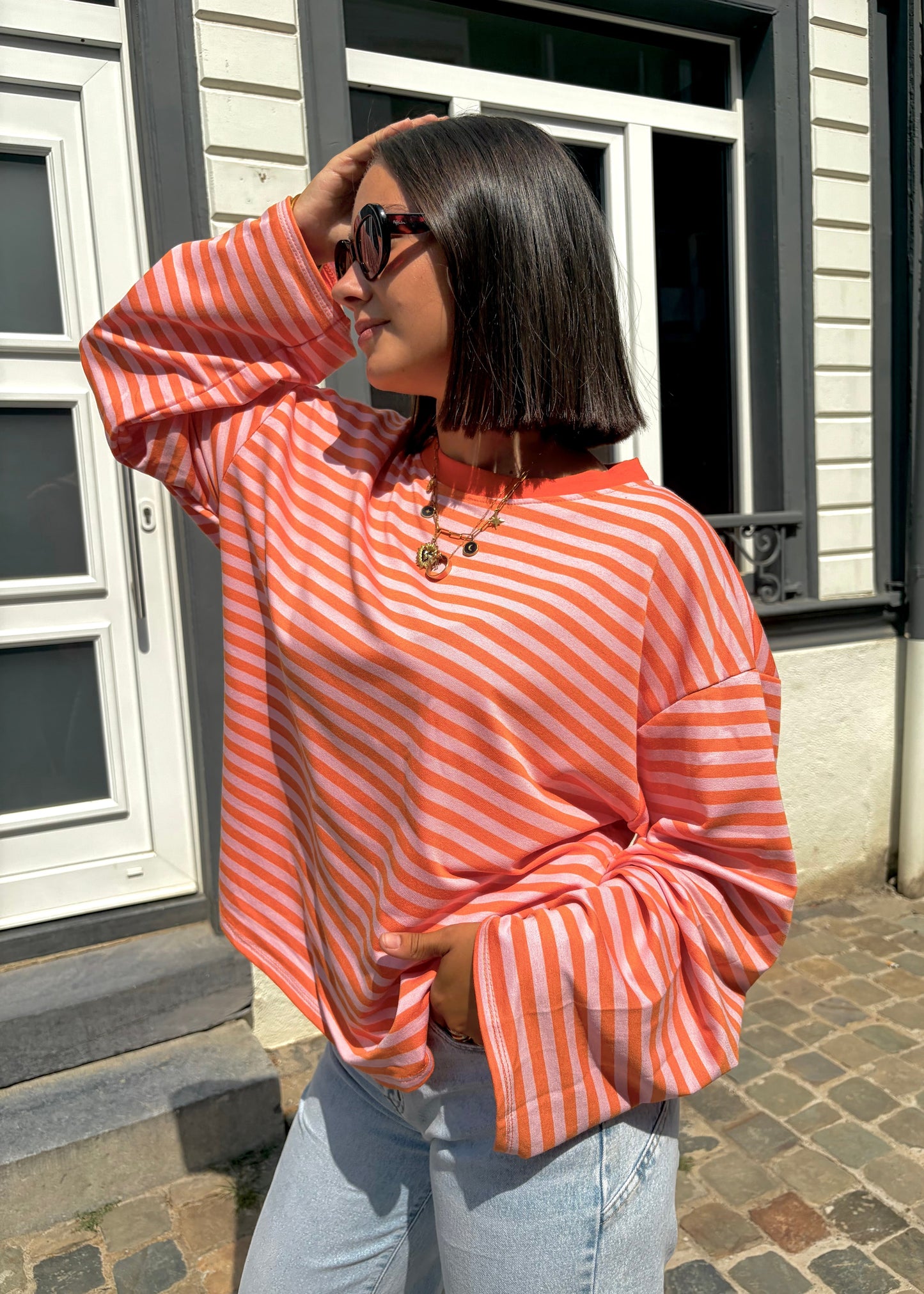 T-shirt rayé manches larges Ardy Shop