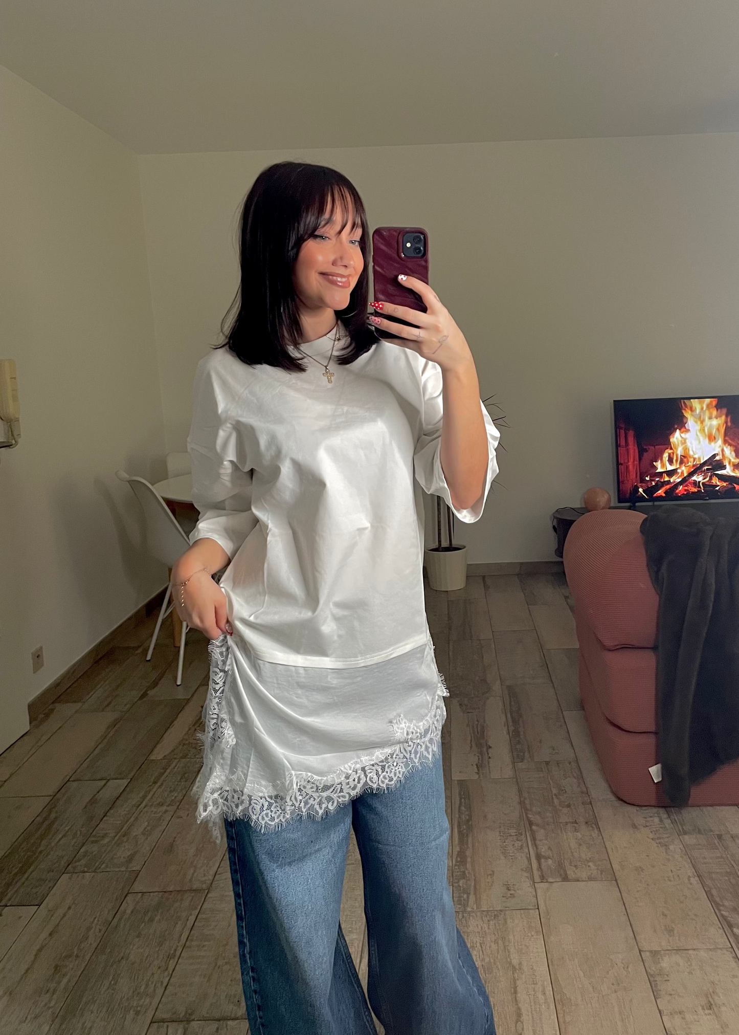 T-shirt à dentelle asymétrique Ardy Shop