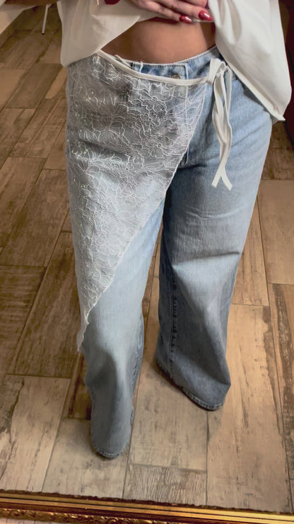 Jean droit avec foulard